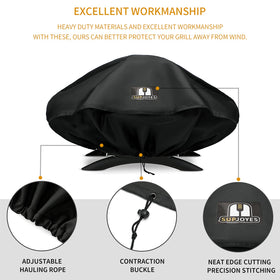 SUPJOYES grill cover uses waterproof fabric to guard against rain.