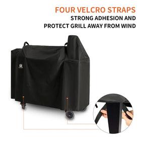 SUPJOYES grill cover with straps and handles in windy conditions