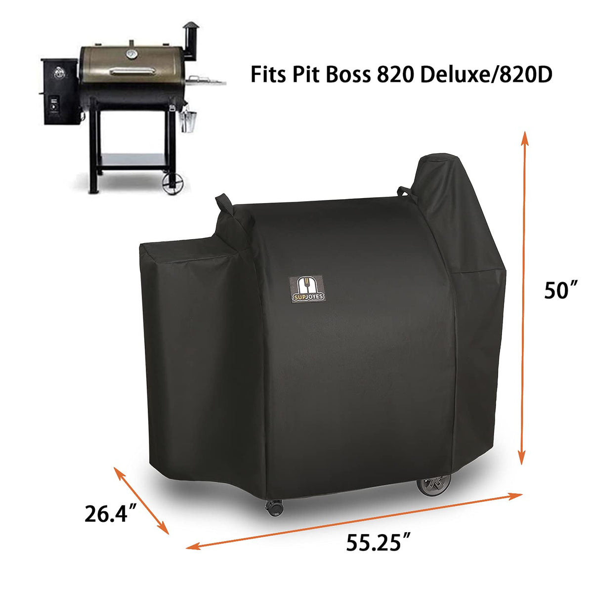 SUPJOYES upgraded 600D waterproof fabric blocks rain, dust, and snow from your grill.