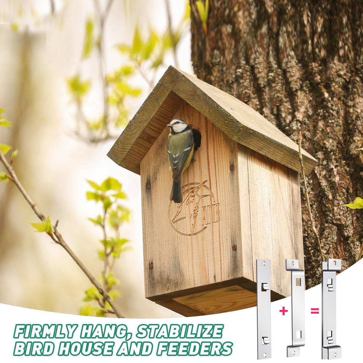 Supkiir bird-house-hanger-bracket mounted on a post showing stable outdoor mounting.