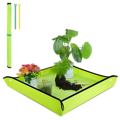 SupKing repotting mat in green, 29.5x29.5 inches, ideal for tidy indoor transplanting.