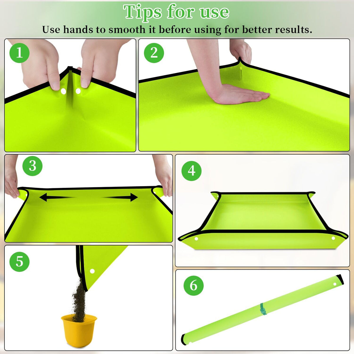 SupKing repotting mat folds flat for easy storage.