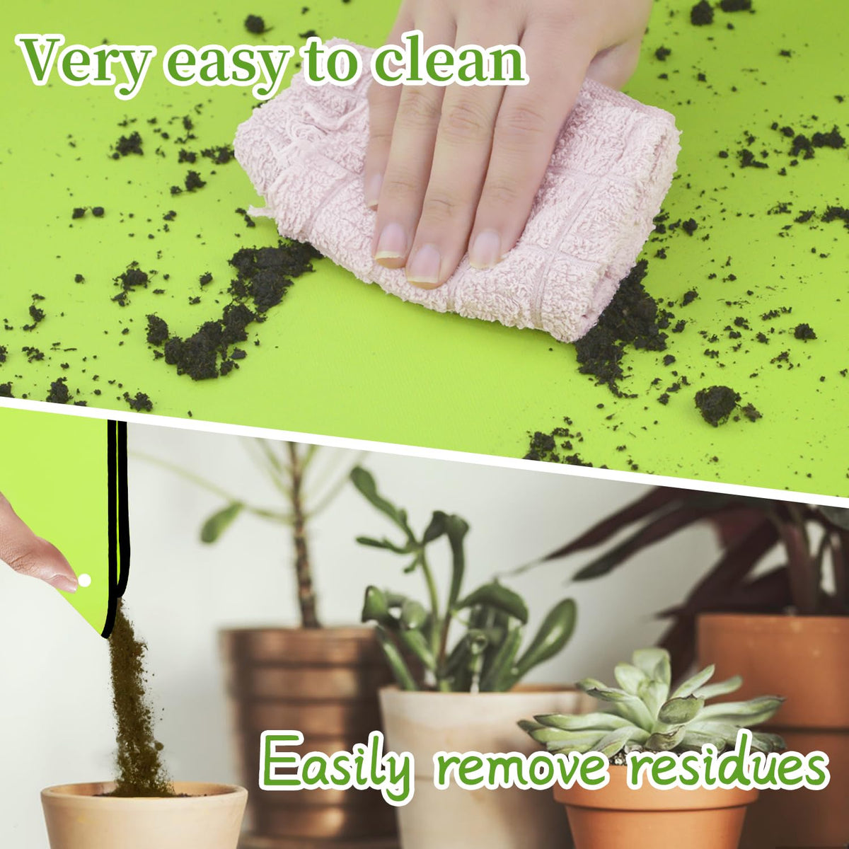 SupKing repotting mat surface is waterproof and easy to wipe clean.
