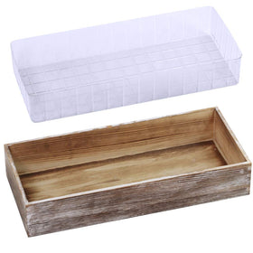 Supla wood planter box rectangle whitewashed with liner, ideal for succulents and small floral displays.