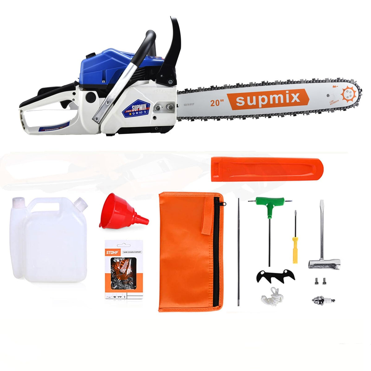 SUPMIXTOOLS chainsaw with recoil start enables quick starts