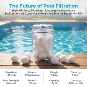 Supoice lightweight filter balls demonstrating improved water flow during pool filtration
