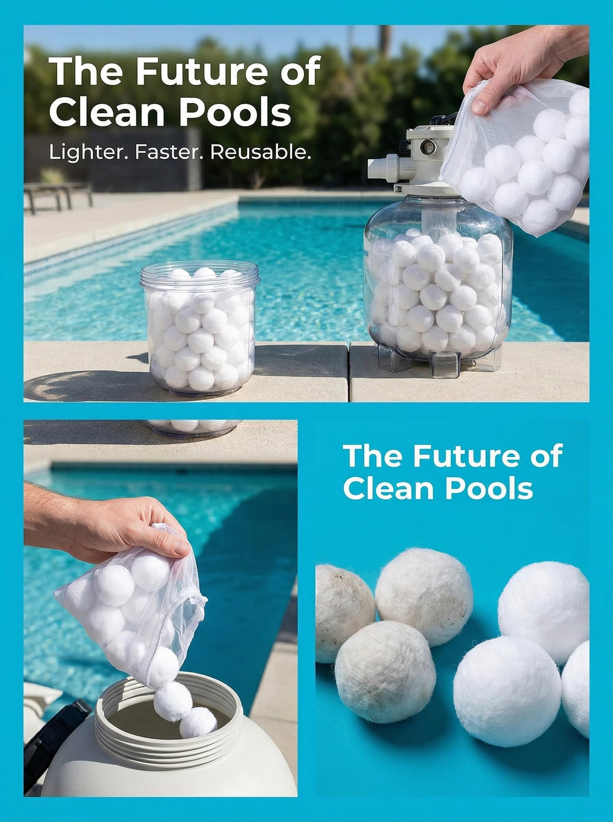 Supoice filter balls in durable white form for long-lasting filtration performance