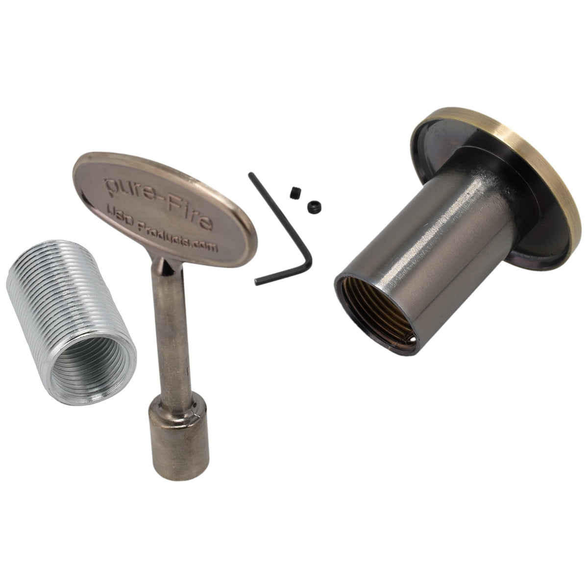 Supplying Demand 3-inch antique brass key shown for manual shut-off