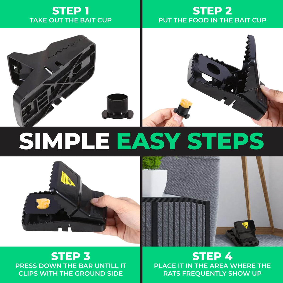 Space-saving design of Supreme Pro rat traps for compact storage