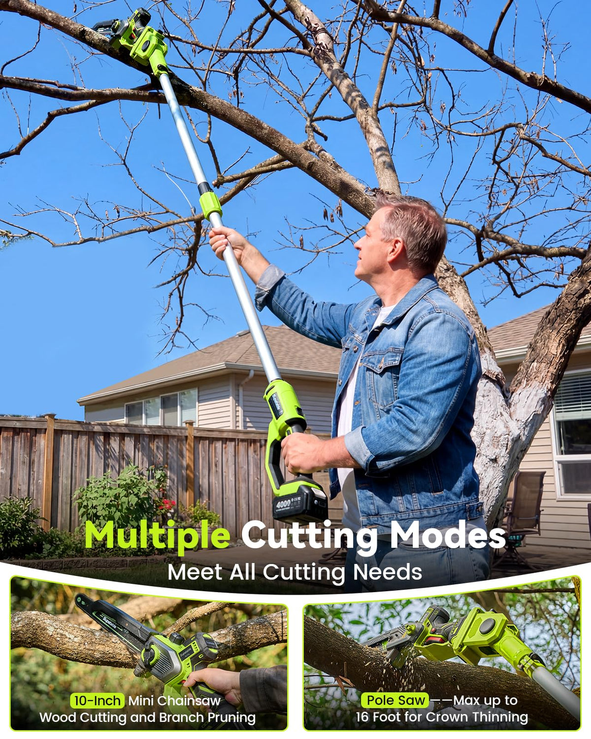 Supstable 1000W brushless motor delivers smooth, quiet cuts.