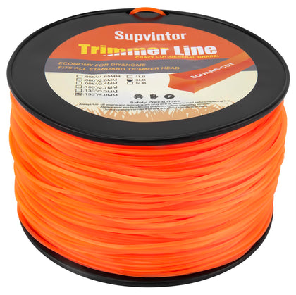 Supvintor 155 square trimmer line packaging showing wide compatibility with garden tools