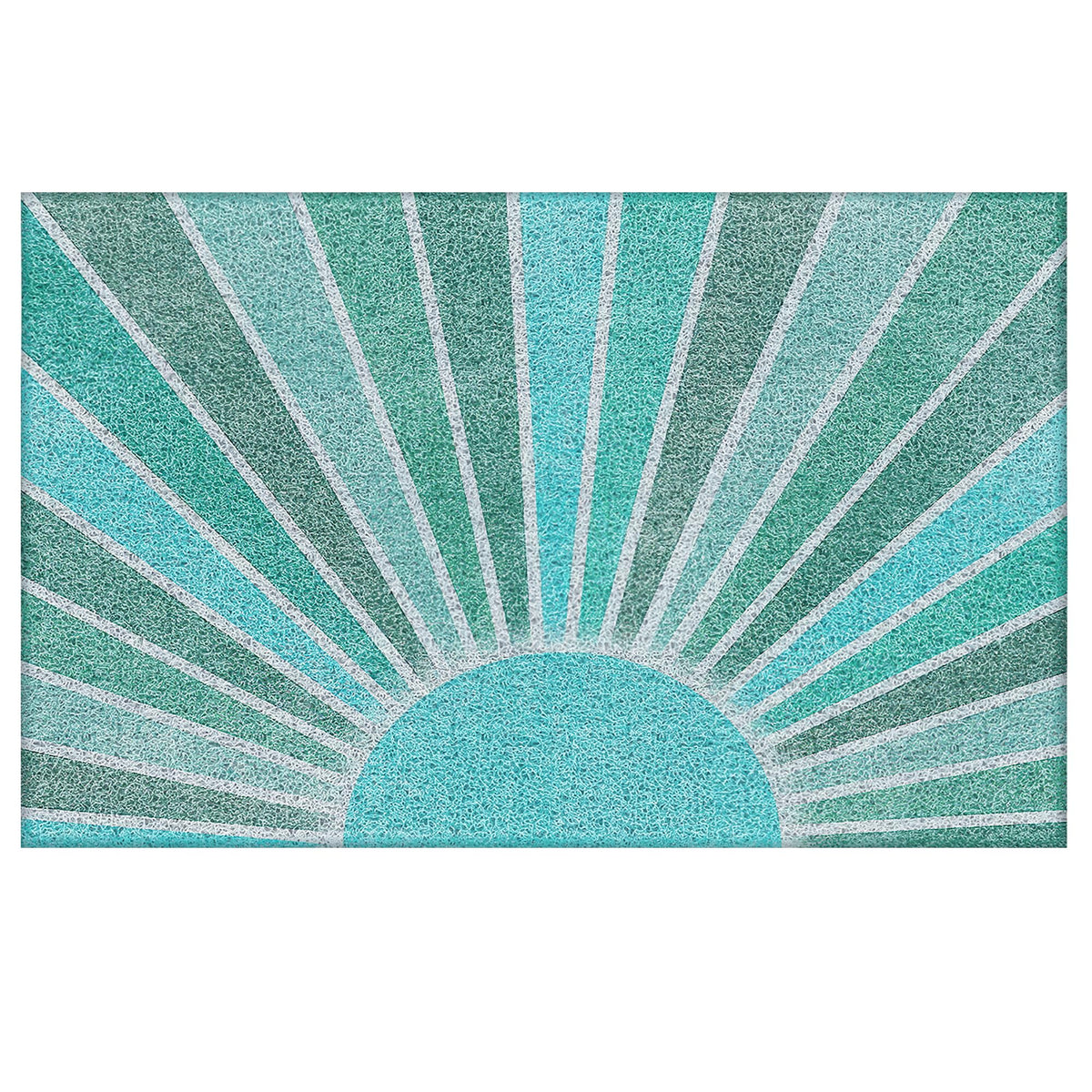 Supwhd blue turquoise boho outdoor door mat at entry, traps dirt before it enters