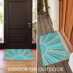 Supwhd blue turquoise boho welcome doormat adds style while keeping floors clean indoors
