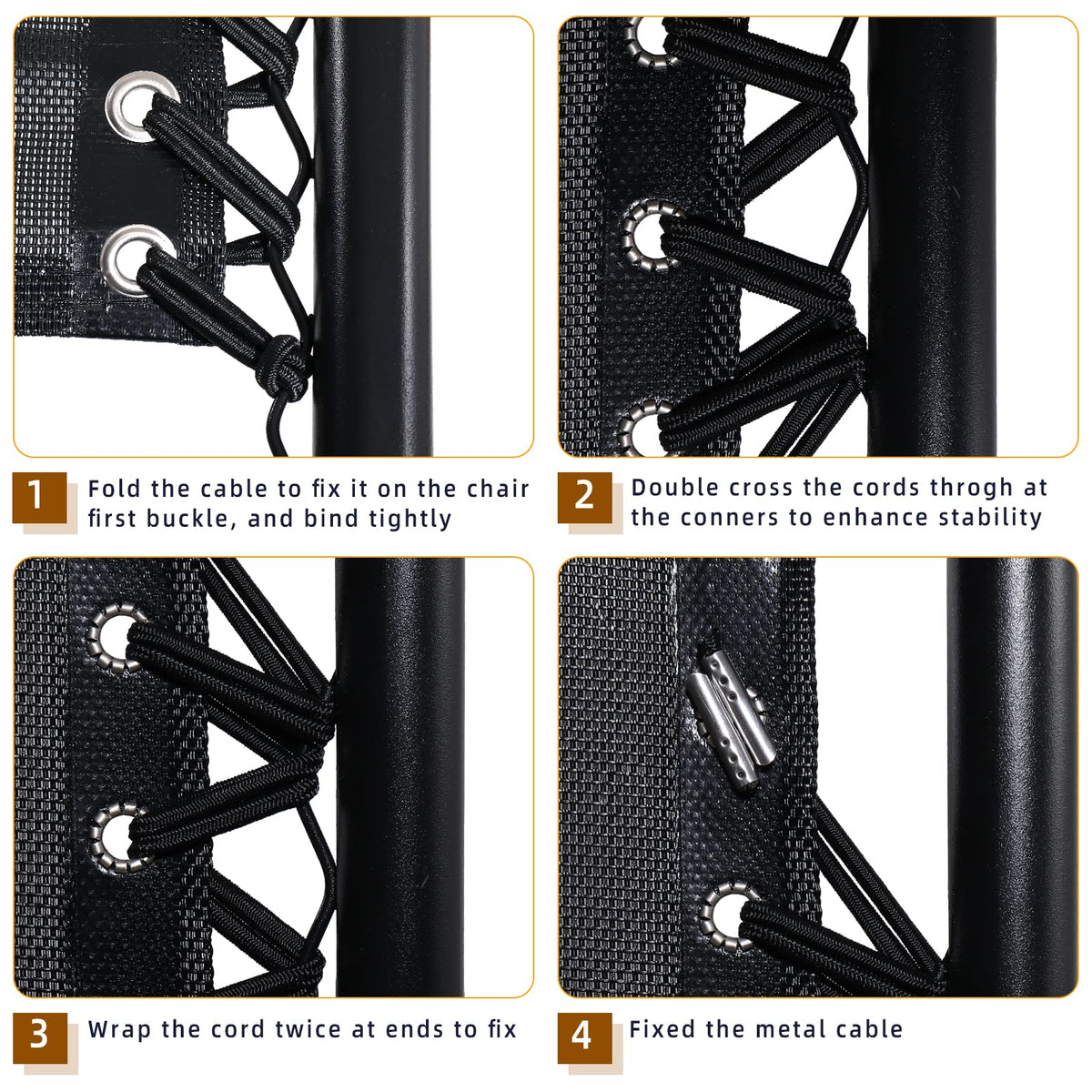 Molded metal end-cap tips on SUQ I OME cords enabling quick installation