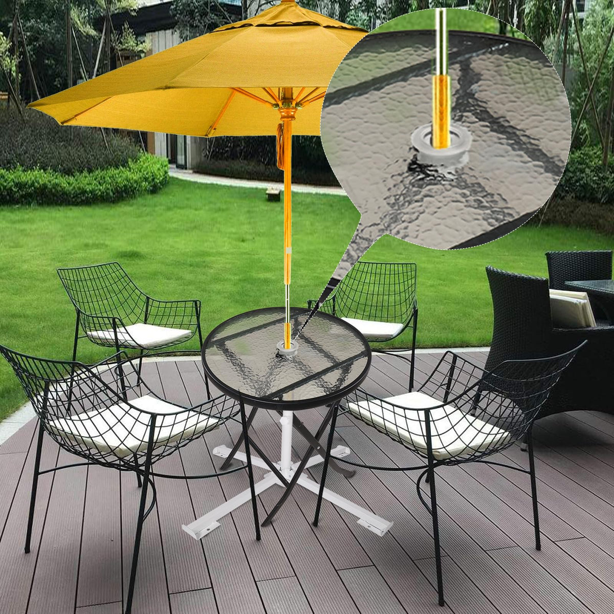 SUQ I OME table hole cap cover protects surface when canopy is stored