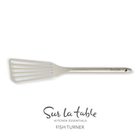 Sur La Table Steelhaus fish turner head closeup, sturdy edge for delicate seafood.