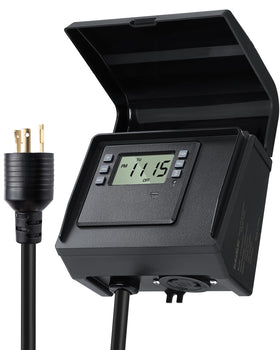 SURAIELEC Digital Pool Timer front view shows plug-and-go control for pumps and lights