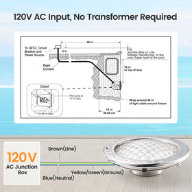 SURAIELEC pool light connected by a 100ft cord