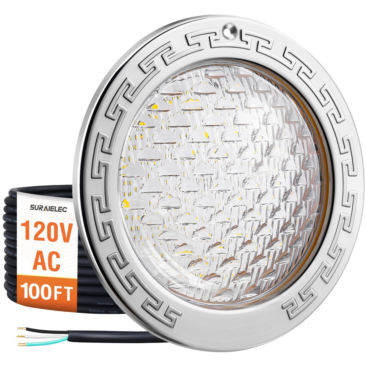 SURAIELEC pool light in a 10inch niche for inground pools at night