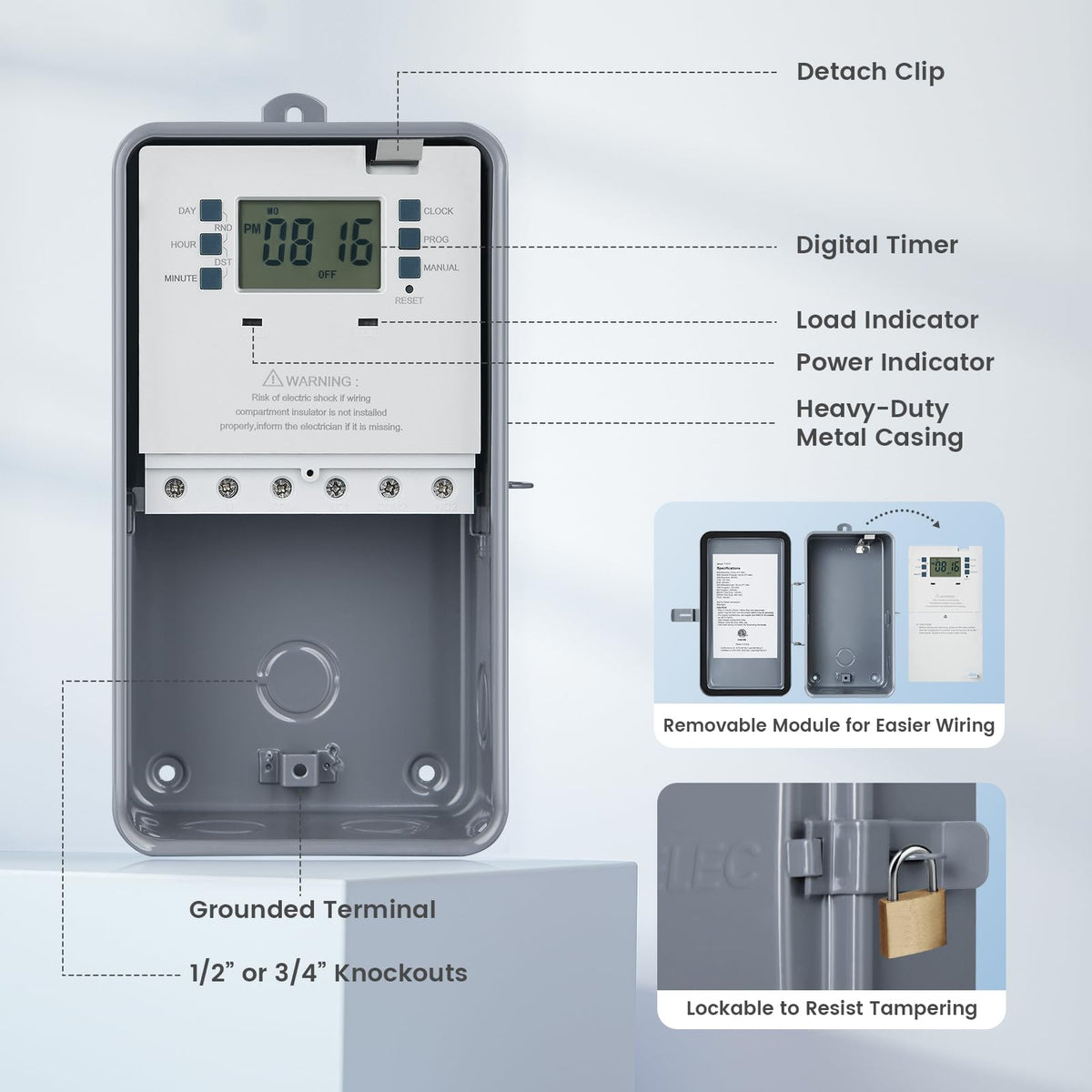 Suraielec pool timer easy install with no manual switch.