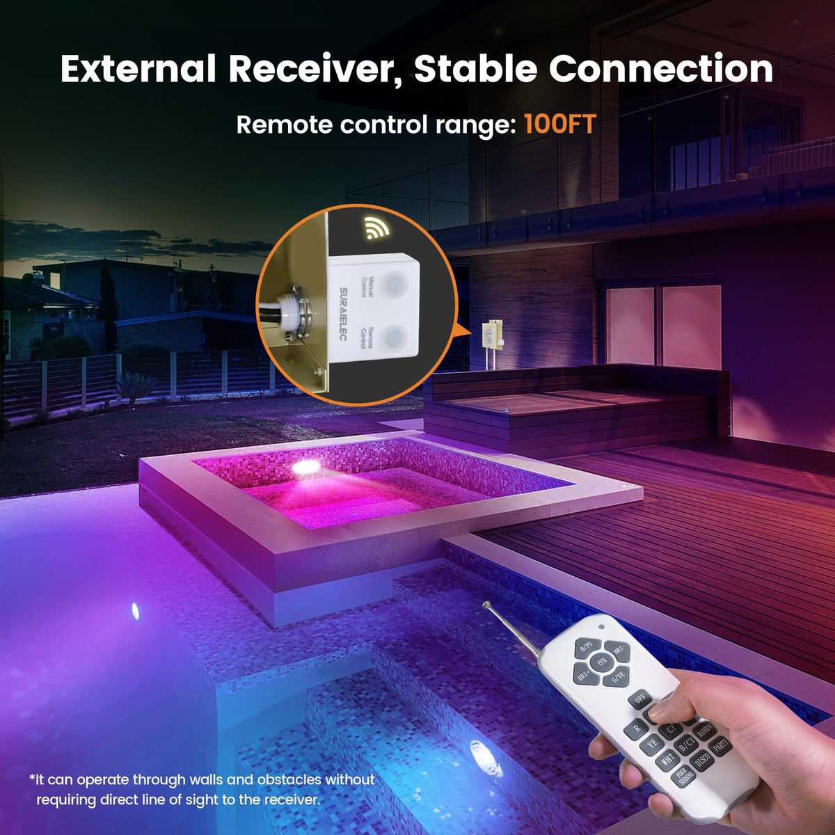 SURAIELEC spa light with remote control for easy color changes