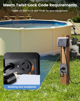SURAIELEC weatherproof pool timer protects outdoor equipment in sun and rain