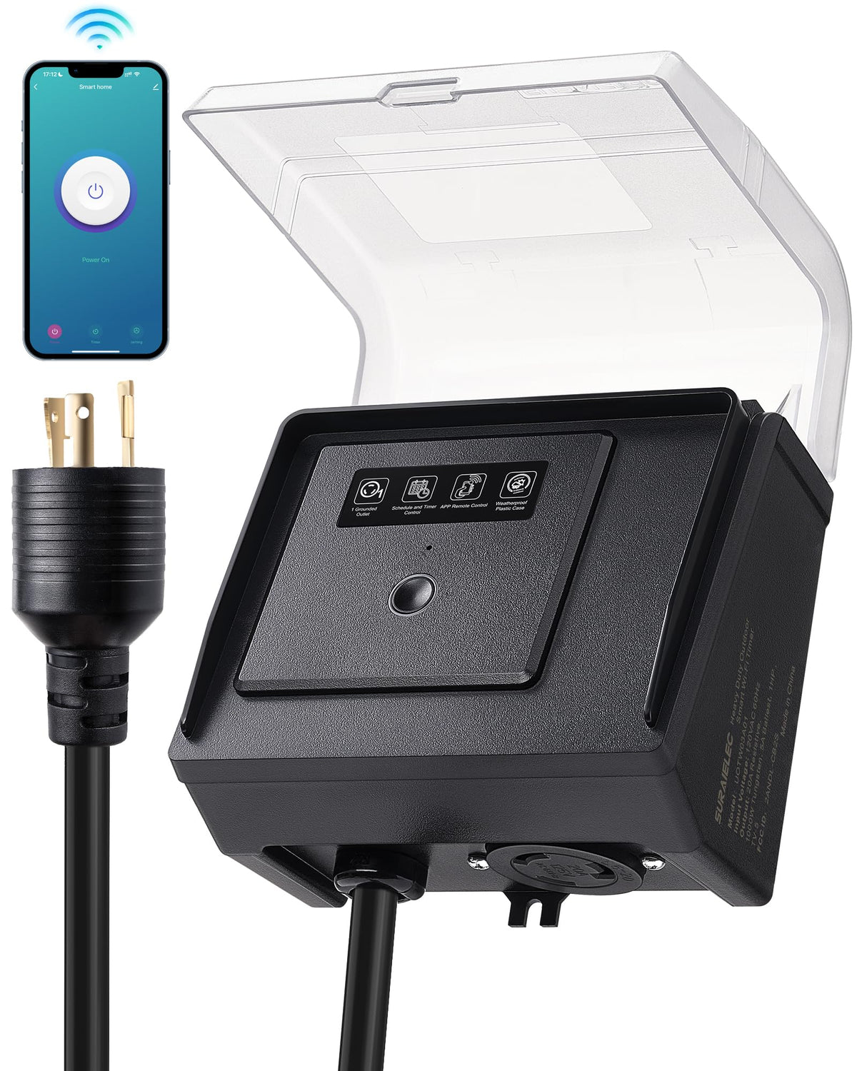 SURAIELEC wifi pool timer with twist-lock L5-20R for secure outdoor connections