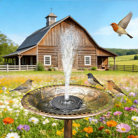 Surborder Solar Bird Bath Nozzles offering interchangeable tips for varied water patterns