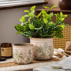 SURE YUESI pastoral ceramic planter side view showcasing sturdy craftsmanship for indoor use
