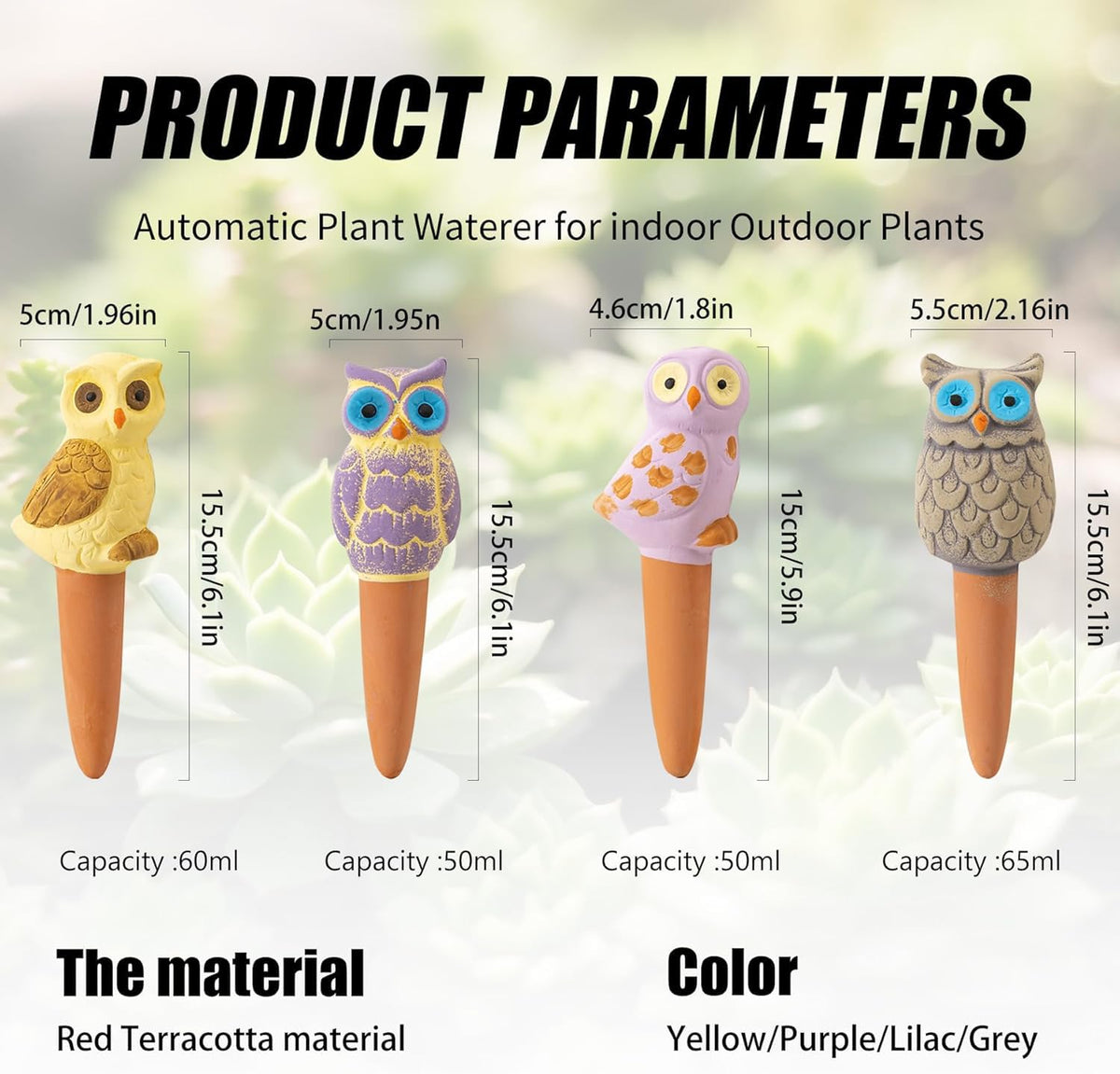 SURE YUESI self-watering globe with owl design promotes steady moisture for herbs