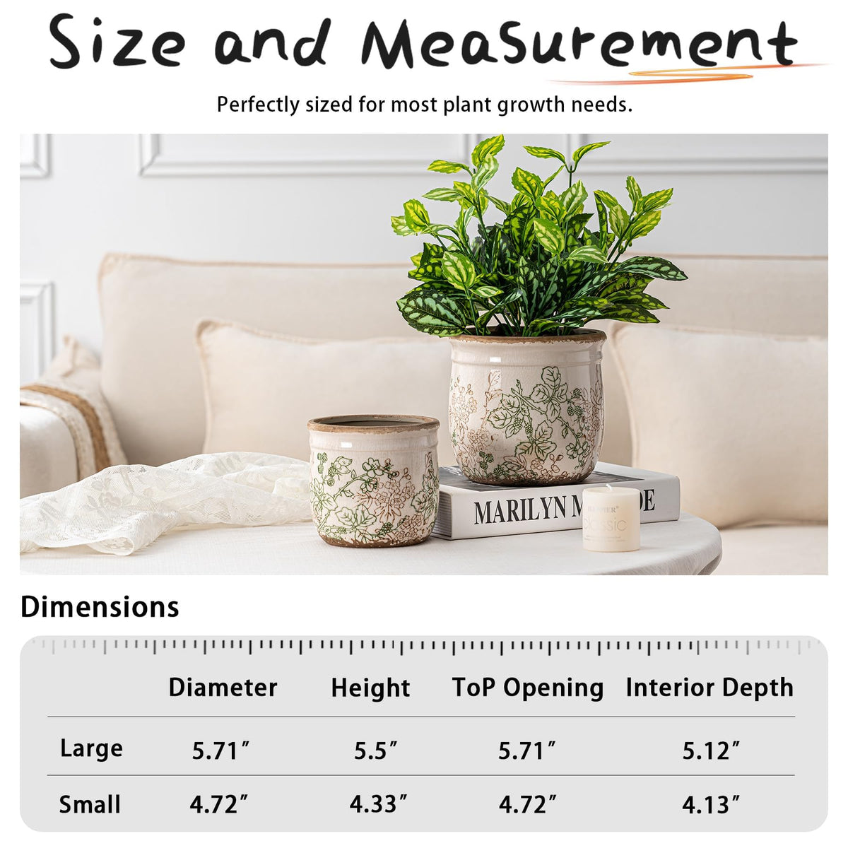 SURE YUESI set of two planters no drainage holes ideal for elegant indoor displays