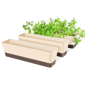 Suream window box pots trio on a sunny sill, ideal for compact herb gardens.