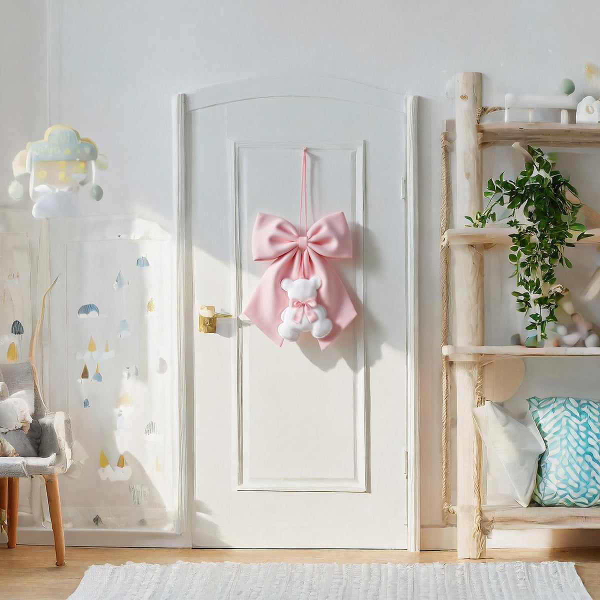 Sureio teddy bear and pink bow wall hanging brightens living spaces
