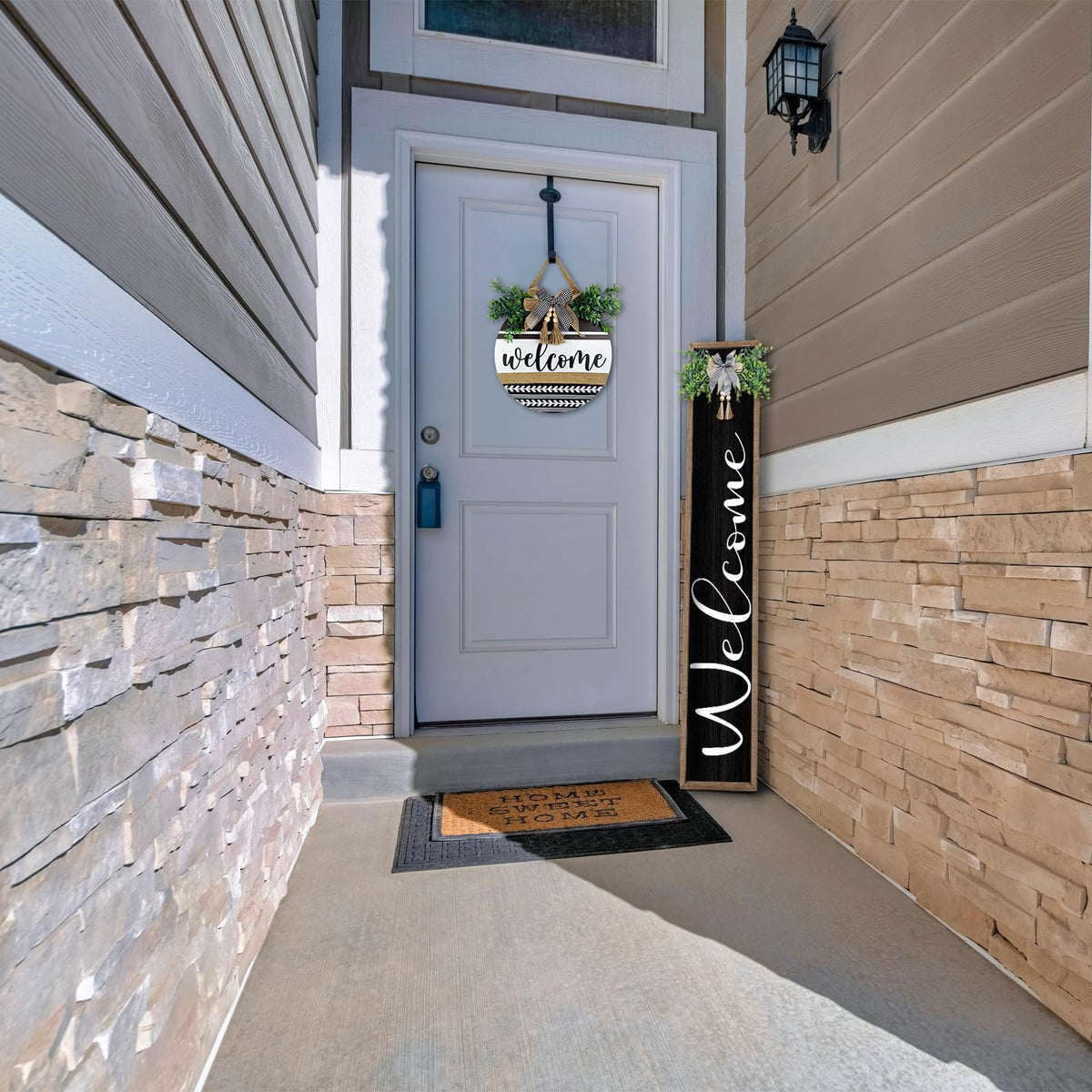 Surfapans exterior porch decor featuring eucalyptus leaves