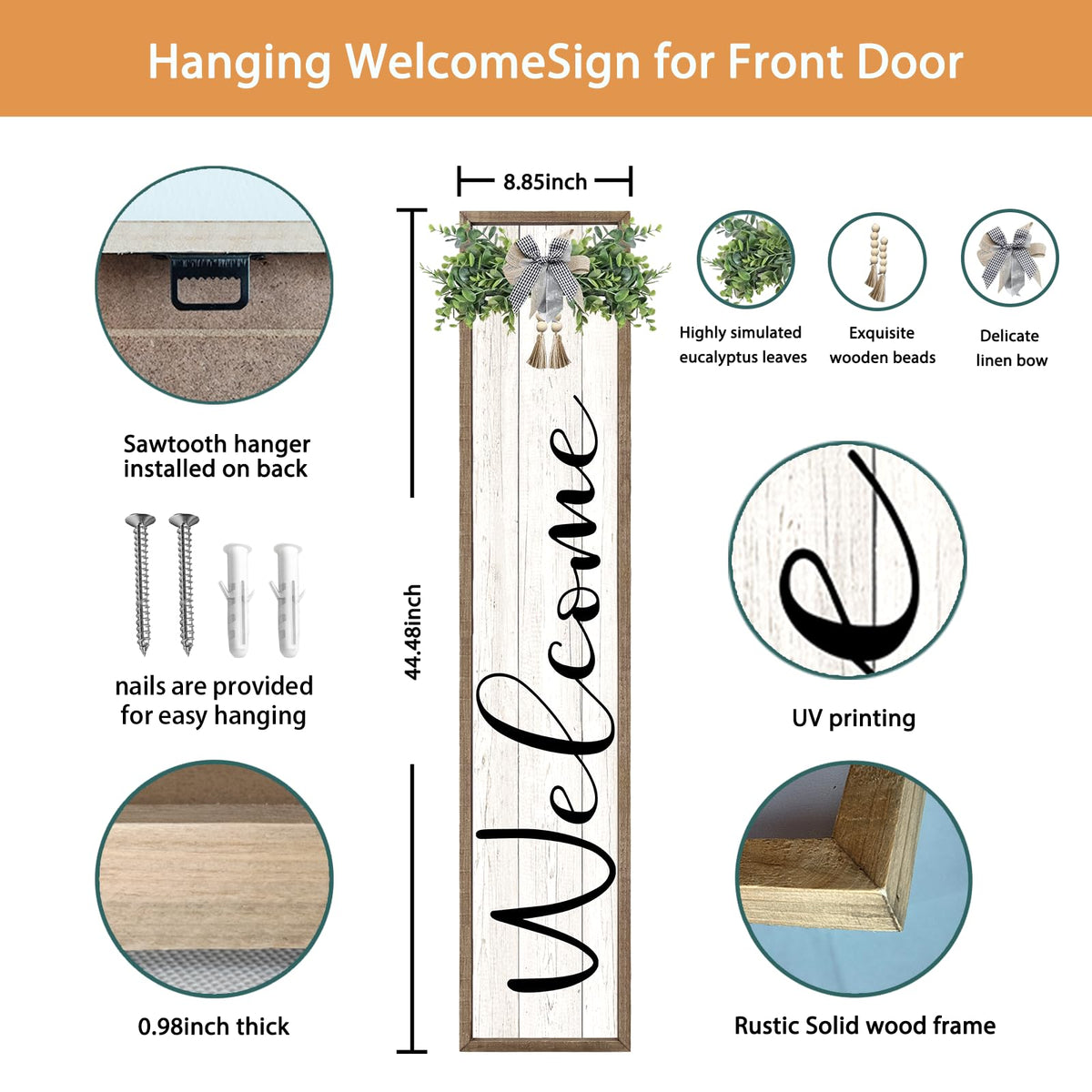 Surfapans wooden frame welcome sign adds rustic charm to entryways.
