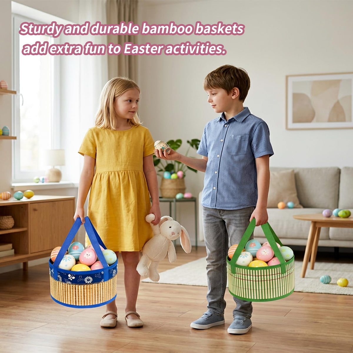 Surgifuly Easter basket versatile use for Easter, picnics, and home storage.