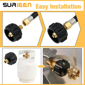 SURIEEN brass adapter supports LP and natural gas configurations.