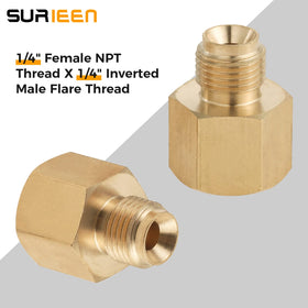 SURIEEN brass adapter threads closeup shows precision fit for secure propane line connections.