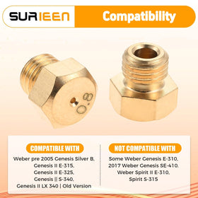 SURIEEN brass nozzle detail highlights durable construction for long-lasting grilling.