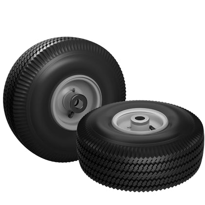 SurpLee front wheel and tire assembly for TimeCutter, smoothing mowing on uneven ground.