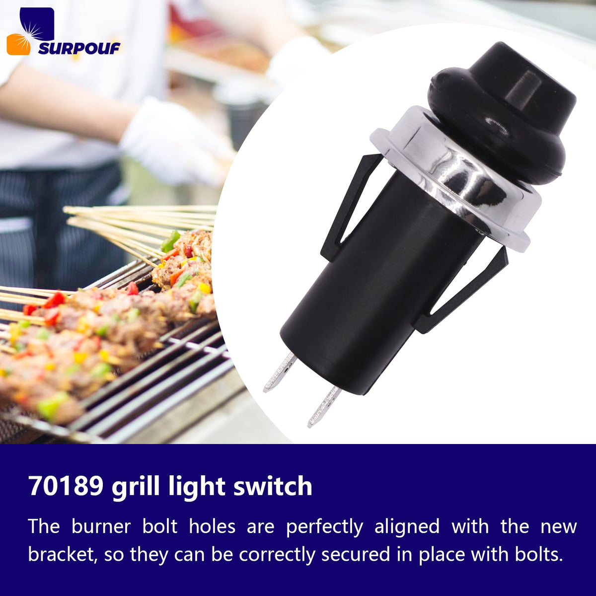 SURPOUF 70189 improved control near grill knobs supports safer, more precise cooking when lighting is needed