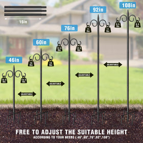 Surprizo 108-inch heavy duty bird feeder pole stands tall for versatile displays.