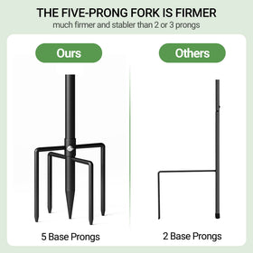Surprizo 5-prong base shepherds hook keeps tall displays upright.