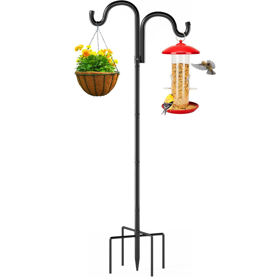 Surprizo double hook design supports two hanging spots for bird feeders and lanterns.
