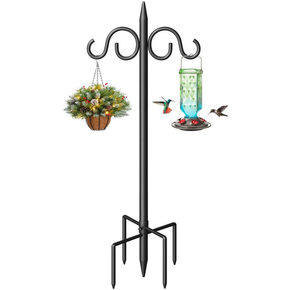 Surprizo double shepherds hooks for outdoor use, ideal for bird feeders and wind chimes.