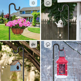 Surprizo garden decor hook supports lanterns, baskets, and planters.