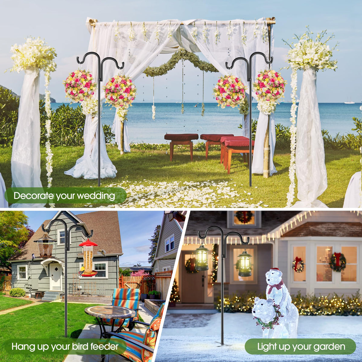 Surprizo layered hanging space creates balanced outdoor decor displays.