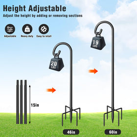 Surprizo Shepherd Hook shows adjustable height for various hanging items.