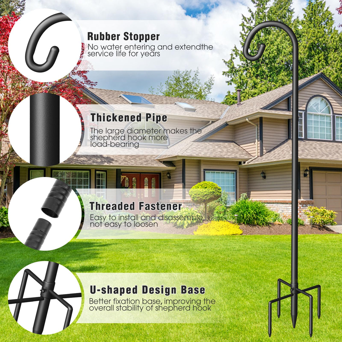 Surprizo adjustable-height shepherd hook for versatile hanging configurations.