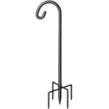Surprizo Shepherd Hook with five-prong base stabilizes bird feeders in windy gardens.